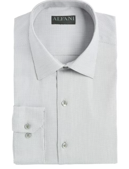 Alfani Mens Athletic fit Dress Shirt Large 16-16.5 32-33 Grey