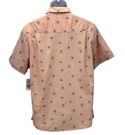 Weatherproof Mens Regular fit Short Sleeve Button-Up Shirt Small Pink