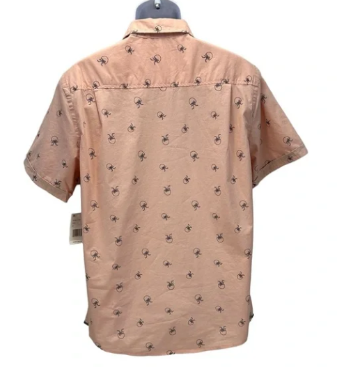 Weatherproof Mens Regular fit Short Sleeve Button-Up Shirt Small Pink