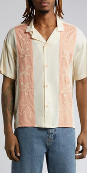 Native Youth Men Regular fit Short Sleeve Button-Up Shirt XL Beige