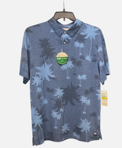Pga Tour Mens Regular fit Short Sleeve Polo Shirt XXL Navy Blue Palm Tree