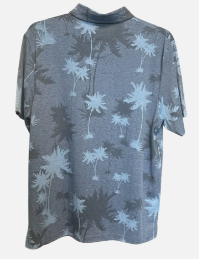 Pga Tour Mens Regular fit Short Sleeve Polo Shirt XXL Navy Blue Palm Tree