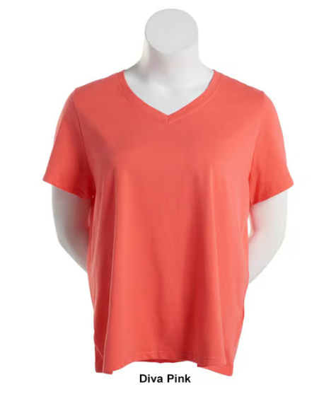 Calvin Klein Womens  fit Short Sleeve T-Shirt Shirt 2X Pink Solid