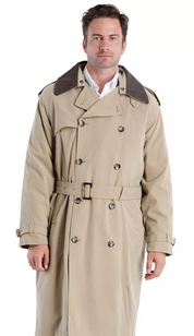 London Fog Mens Classic fit Belted Trench Raincoat Coat 46 L Beige