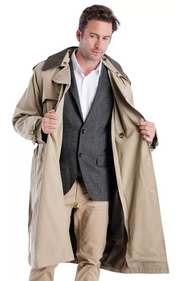 London Fog Mens Classic fit Belted Trench Raincoat Coat 46 L Beige