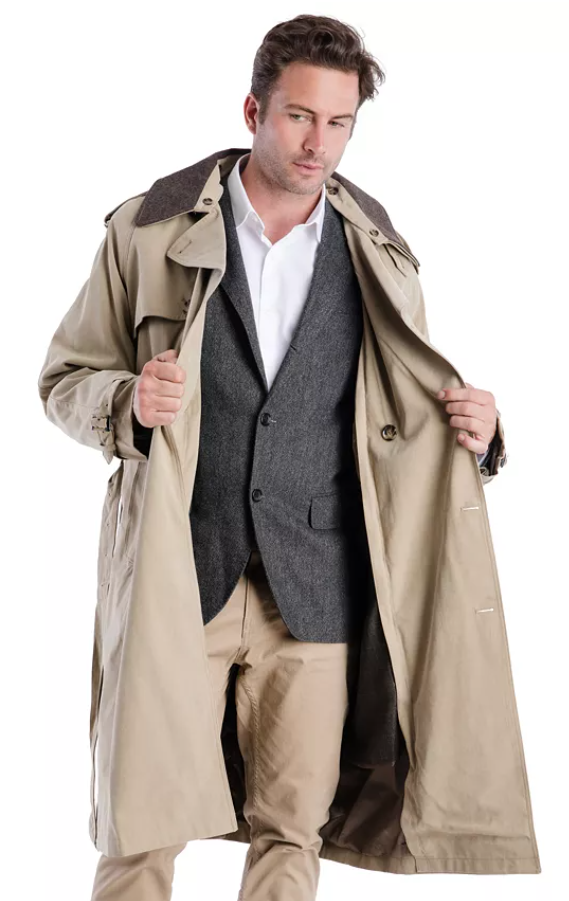 London Fog Mens Classic fit Belted Trench Raincoat Coat 46 L Beige