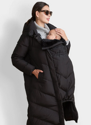 Seraphine Womens Parka Coat Size 2 Black Solid