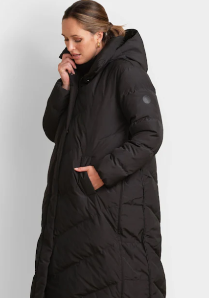 Seraphine Womens Parka Coat Size 2 Black Solid