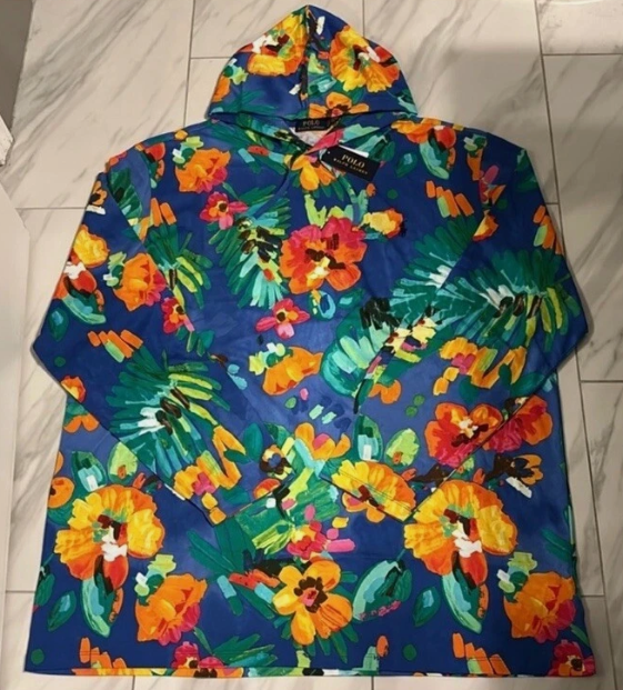 Polo Ralph Lauren Mens Regular fit Hoodie Sweatshirt Small Blue Floral