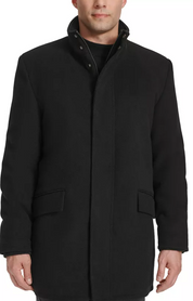 Cole Haan Mens Regular Fit Wool Overcoat Coat XL Black Solid