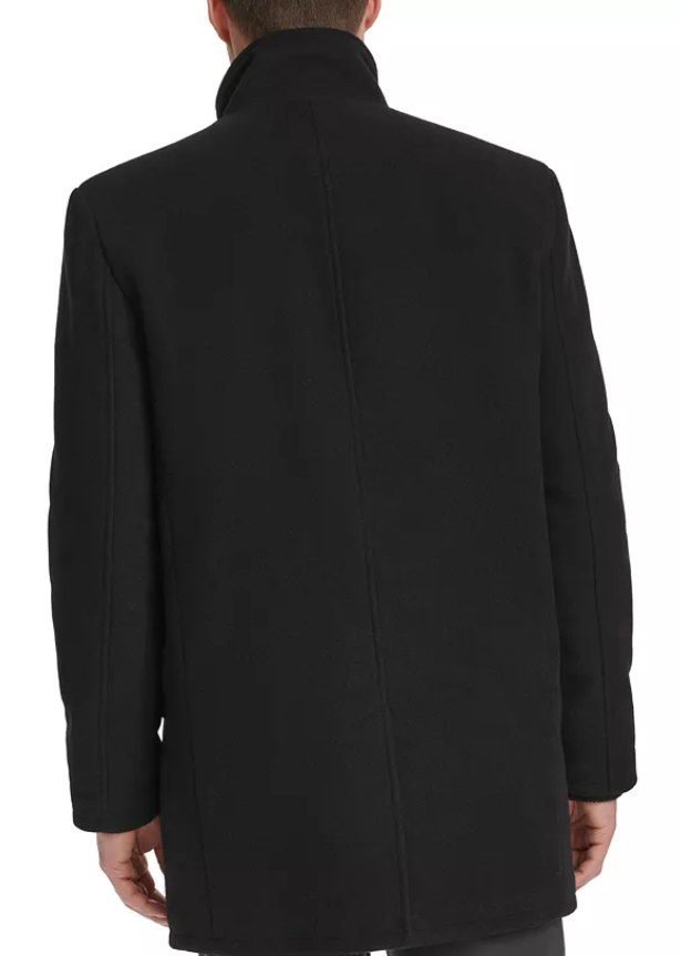 Cole Haan Mens Regular Fit Wool Overcoat Coat XL Black Solid