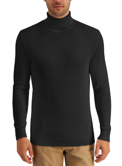 Club Room Mens Regular fit Long Sleeve Turtleneck Sweater Small Black Solid