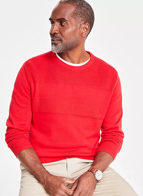 Club Room Mens Regular fit Long Sleeve Crewneck Sweater Small Crew Neck Red
