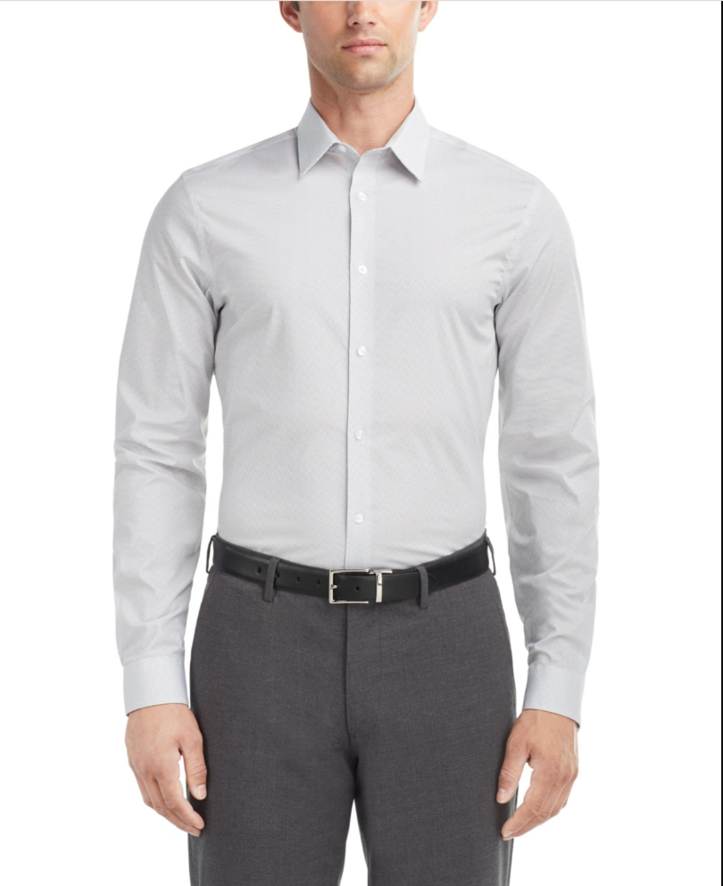 Calvin Klein Men Slim fit Dress Shirt XL 17.5 in 32-33 Grey