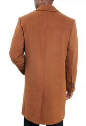 London Fog Mens Classic fit Overcoat Coat 44 S Brown Solid