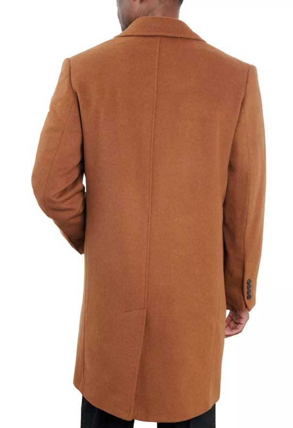 London Fog Mens Classic fit Overcoat Coat 44 S Brown Solid