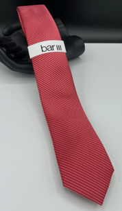 Bar III Mens  fit Tie Necktie One Size Red Striped