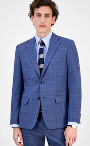 Tommy Hilfiger Mens Modern fit Suit Jacket Blazer 42 S Blue Plaid