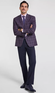 Michael Kors Mens Classic fit Sport Coat Blazer 40 L Purple Plaid