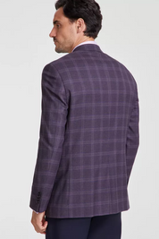 Michael Kors Mens Classic fit Sport Coat Blazer 40 L Purple Plaid