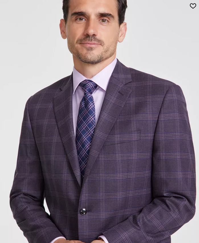 Michael Kors Mens Classic fit Sport Coat Blazer 40 L Purple Plaid