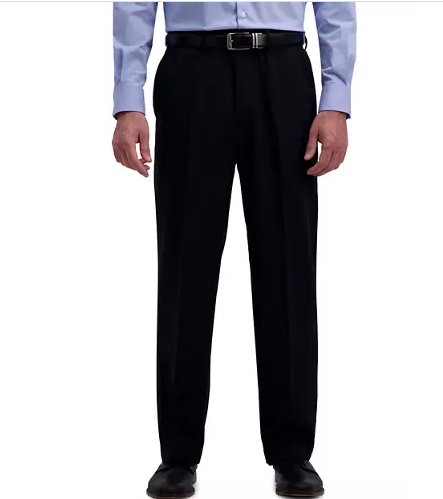 Haggar Mens Classic fit Dress Pants 38 / 32 Black Solid