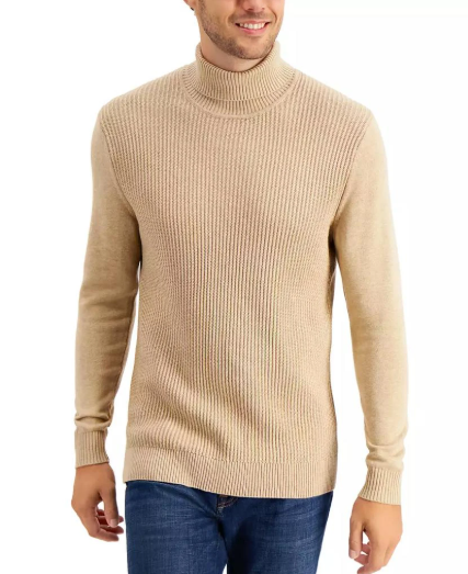 Club Room Men Classic fit Long Sleeve Turtleneck Sweater Medium Beige