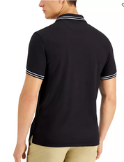 Club Room Mens Regular fit Short Sleeve Polo Shirt Large Black Solid