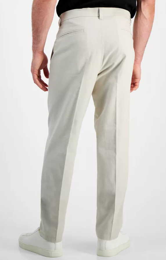 Kenneth Cole Mens Slim fit Dress Pants 32 / 29 Beige Solid Stretch
