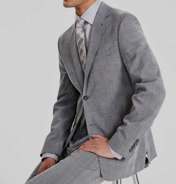 DKNY Mens Modern fit Suit Jacket Blazer 36 R Grey Plaid