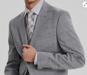 DKNY Mens Modern fit Suit Jacket Blazer 36 R Grey Plaid