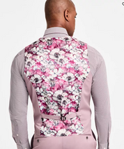 Tayion Mens Regular fit Double Breasted Button-Up Vest Small Purple
