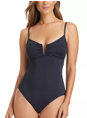 Bleu by Rod Beattie Women's Regular Fit V Wire One Piece Swimsuit Black 10