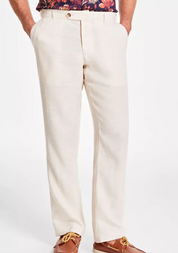 Club Room Mens Regular fit Dress Pants 40 / 30 Beige Solid Linen