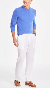 Club Room Mens Regular fit Dress Pants 40 / 30 White Solid Linen