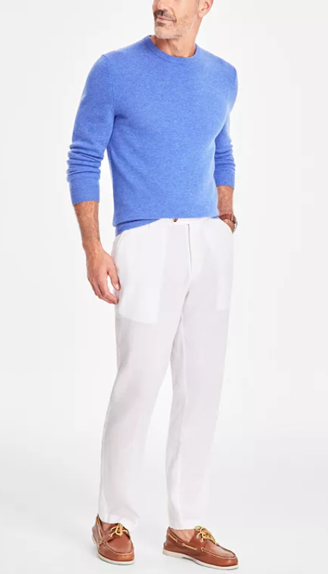 Club Room Mens Regular fit Dress Pants 40 / 30 White Solid Linen