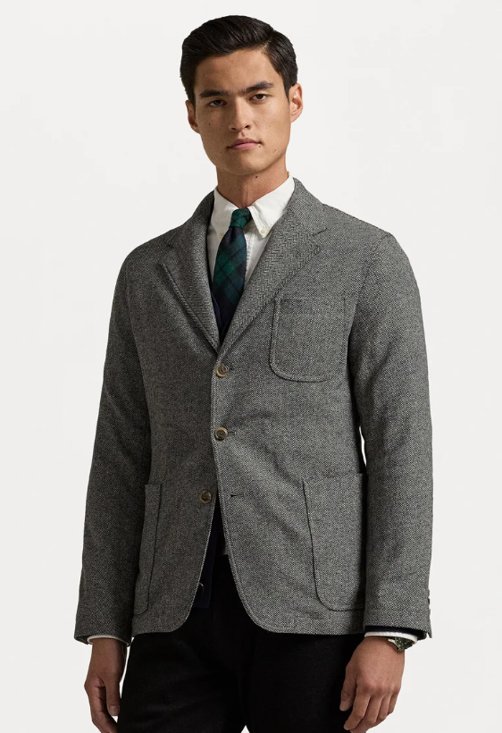 Polo Ralph Lauren Mens Modern fit Sport Coat Blazer 40 R Grey Herringbone