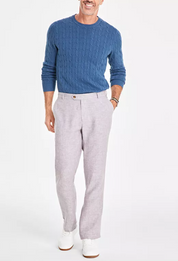 Club Room Mens Regular fit Dress Pants 33 / 32 Light Grey Solid Linen