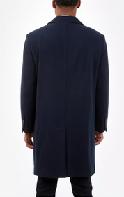 London Flog Mens Overcoat Coat 48 Blue Herringbone