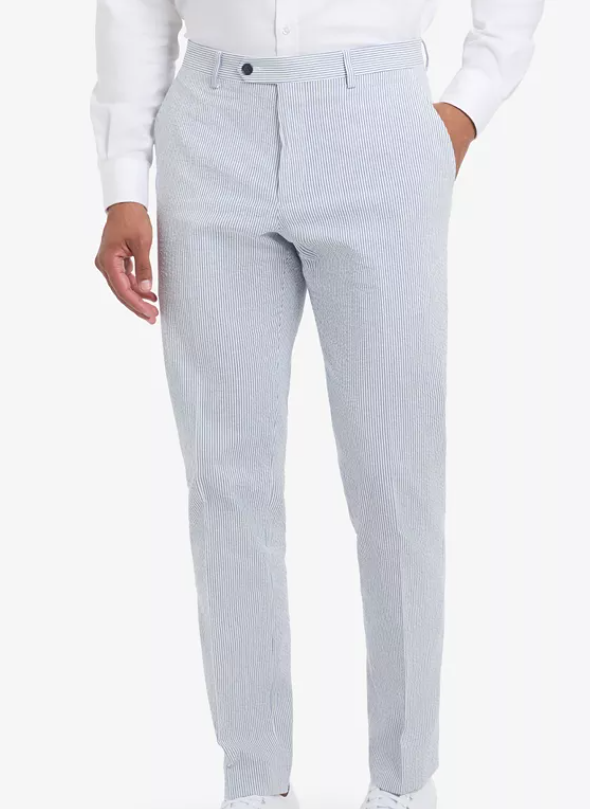 Tommy Hilfiger Mens Modern fit Dress Pants 32 / 32 Light Blue Striped Stretch