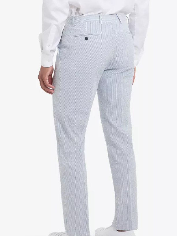 Tommy Hilfiger Mens Modern fit Dress Pants 38 / 32 Light Blue Striped Stretch