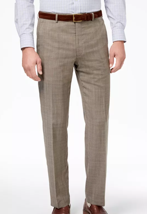 Lauren Ralph Lauren Mens  fit Dress Pants 44 / 32 Beige Plaid Stretch