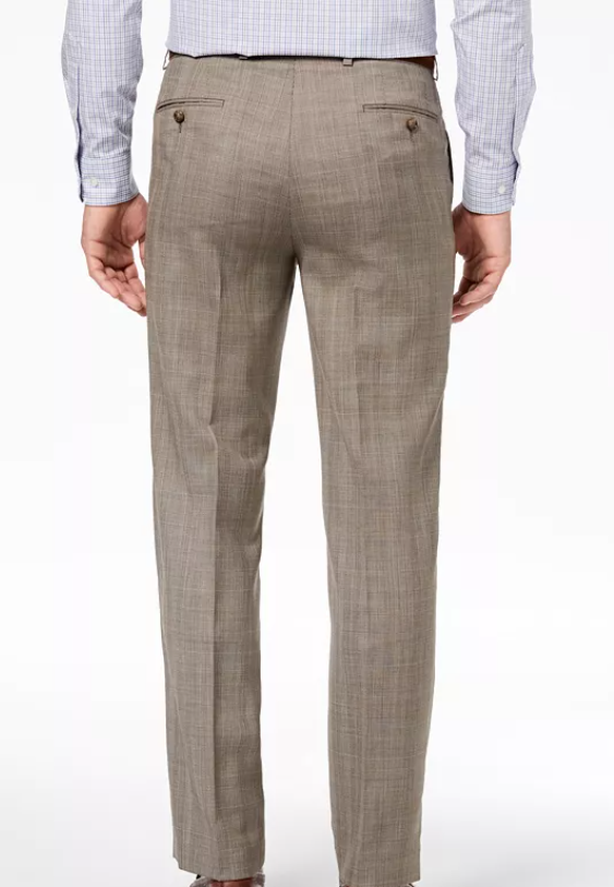 Lauren Ralph Lauren Mens  fit Dress Pants 44 / 32 Beige Plaid Stretch