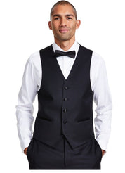 Michael Kors Mens Classic fit Button-Up Vest Medium Black Solid Stretch