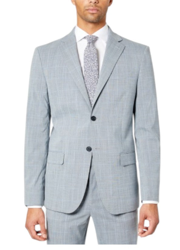 DKNY Mens Modern fit Suit Jacket Blazer 46 S Light Grey Check