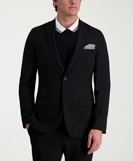 Haggar Mens Slim fit Suit Jacket Blazer 36 R Black Solid Stretch