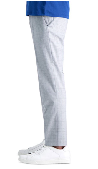 Kenneth Cole Mens Slim fit Dress Pants 34 / 34 Light Grey Check Stretch
