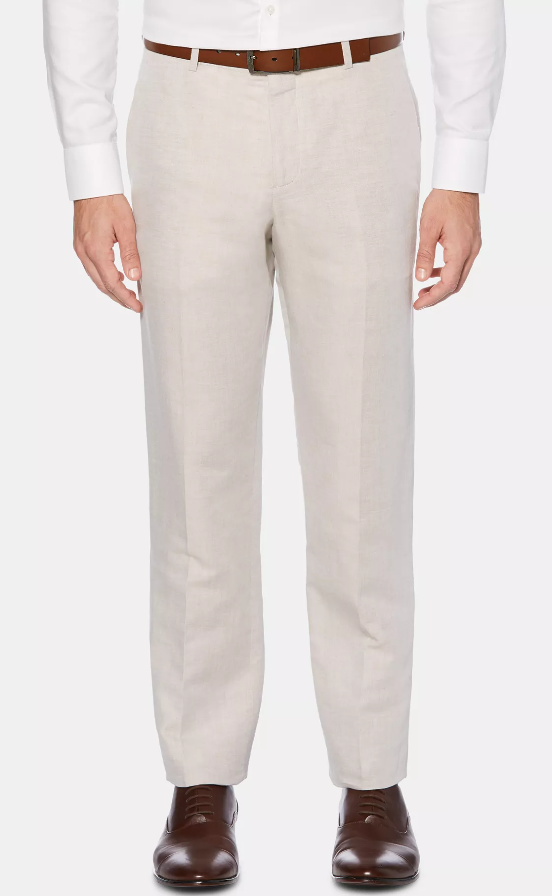 Perry Ellis Mens Modern fit Dress Pants 44 / 32 Beige Linen