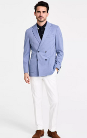 Michael Kors Mens Classic fit Double Breasted Sport Coat Blazer 42 L Blue