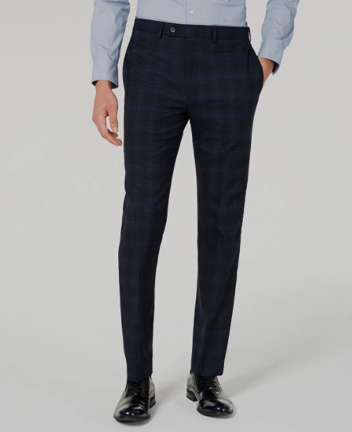 Calvin Klein Mens Slim fit Dress Pants 34 / 30 Navy Blue Plaid